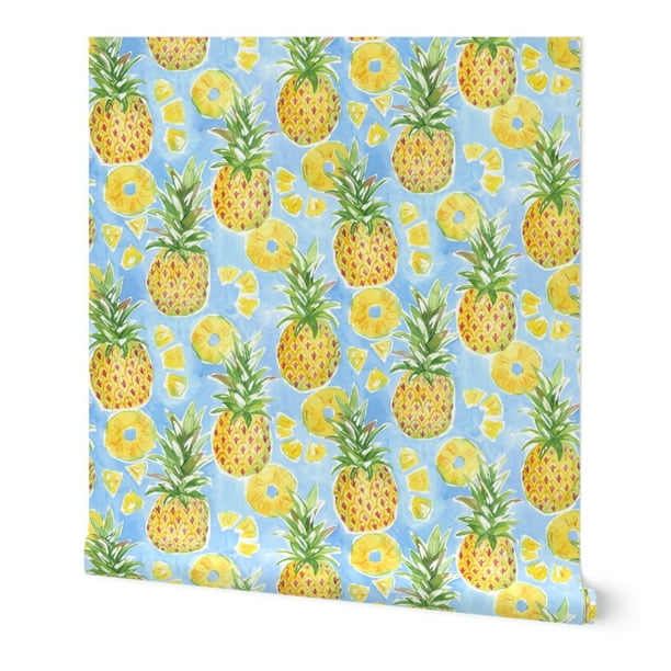 8x8ft Golden Tropical Fruits Pineapples Illustration Polyester Photography Background Child Adult Portrait Shoot Backdrop Summer Party Birthday Banner Wallpaper Studio Props